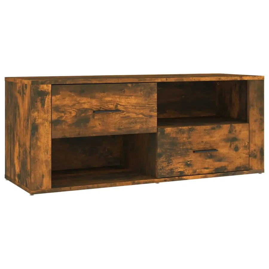 Meuble TV Chêne fumé 100x35x40 cm Bois d'ingénierie - 2