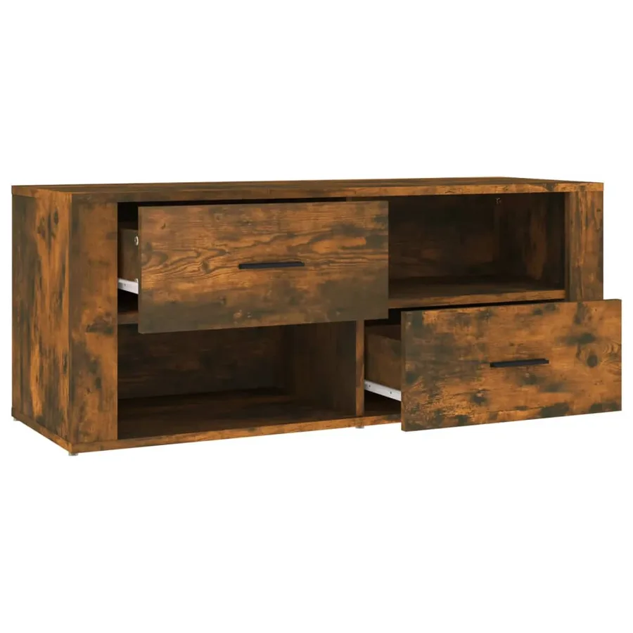 Meuble TV Chêne fumé 100x35x40 cm Bois d'ingénierie - 7