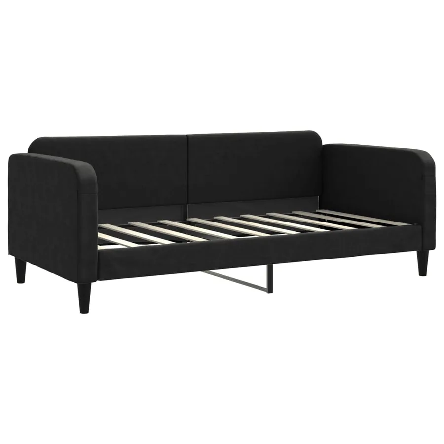 Lit de jour avec gigogne et matelas noir 90x190 cm tissu - 4