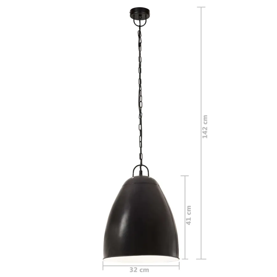 Lampe suspendue industrielle 25 W Noir Rond 32 cm E27 - 9