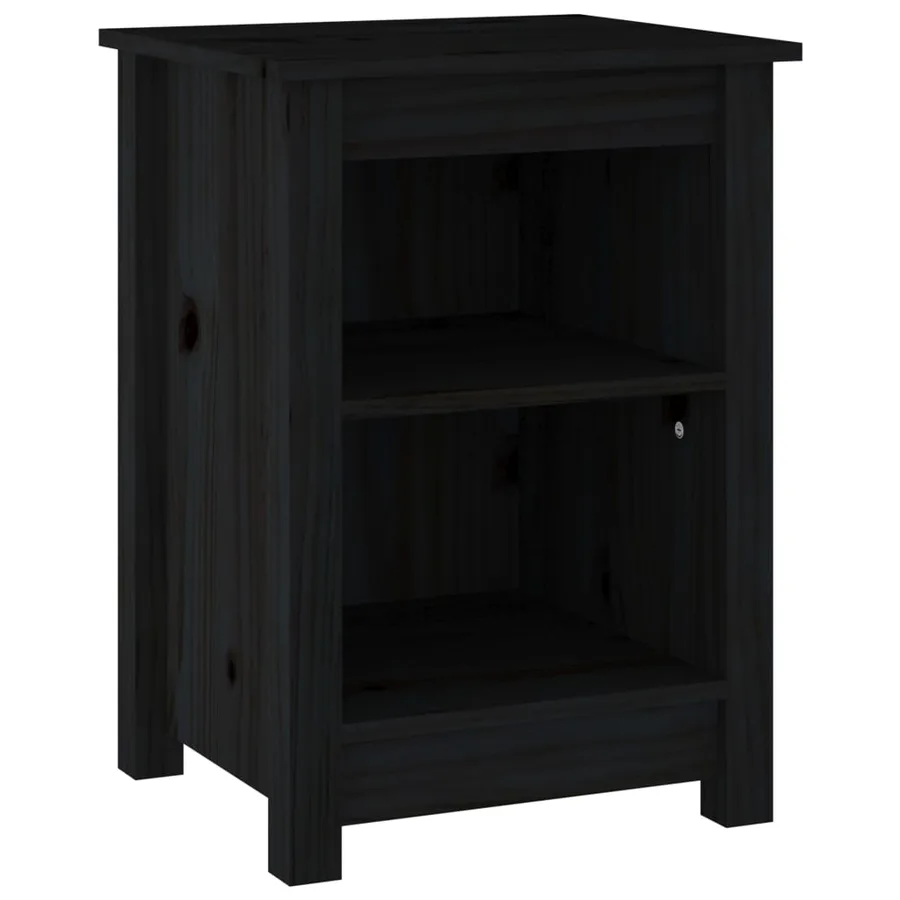 Table de chevet Noir 40x35x55 cm Bois de pin solide - 2