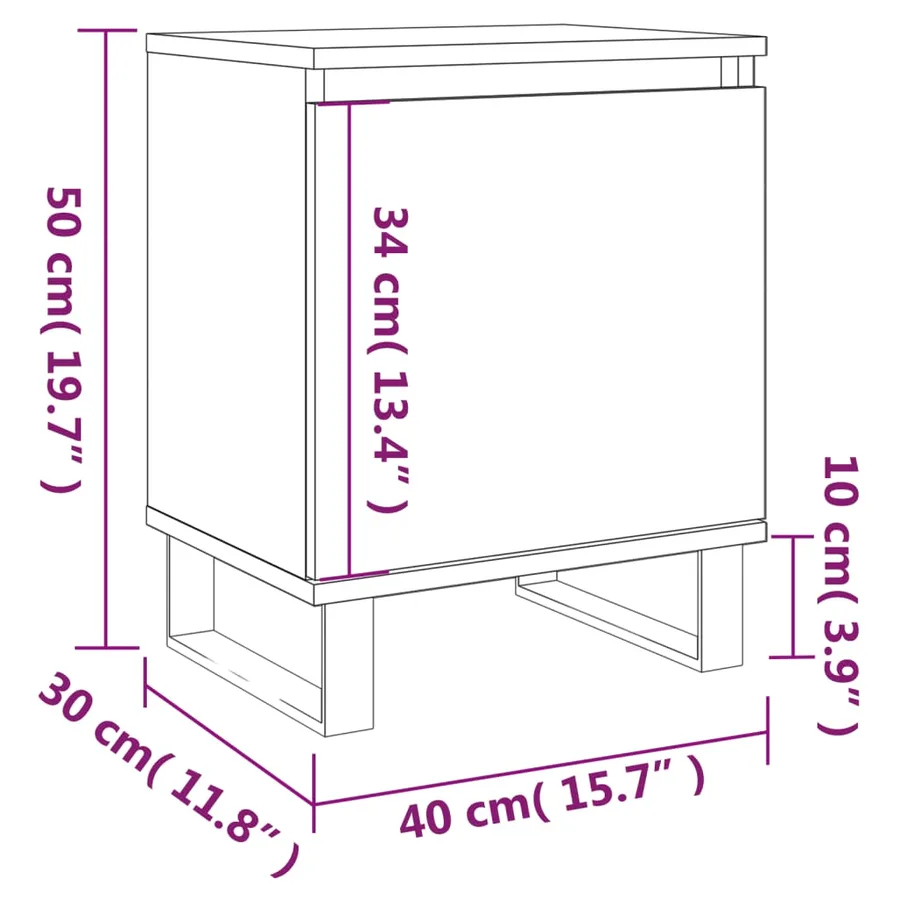 Tables de chevet 2pcs blanc brillant 40x30x50cm bois ingénierie - 12