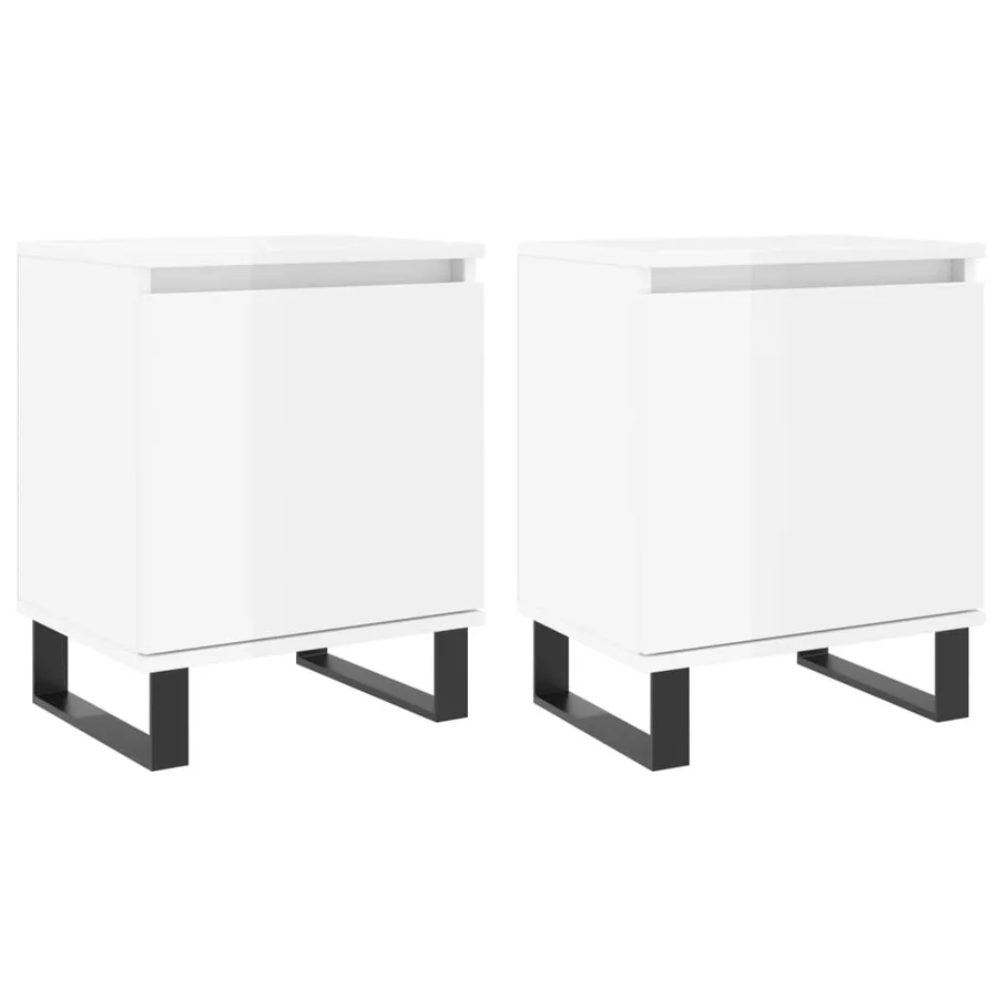 Tables de chevet 2pcs blanc brillant 40x30x50cm bois ingénierie - 2