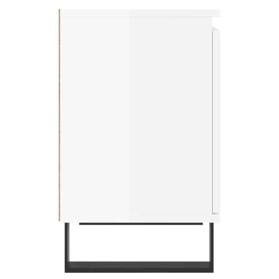 Tables de chevet 2pcs blanc brillant 40x30x50cm bois ingénierie - 7