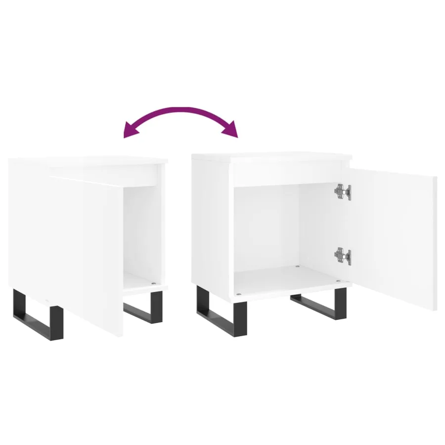 Tables de chevet 2pcs blanc brillant 40x30x50cm bois ingénierie - 9