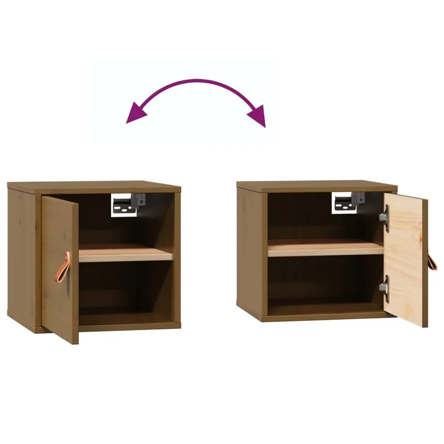 Armoires murales 2pcs Marron miel 31,5x30x30 cm Bois pin massif - 10