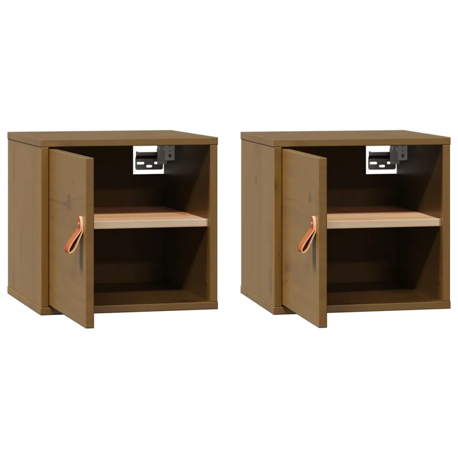 Armoires murales 2pcs Marron miel 31,5x30x30 cm Bois pin massif - 6