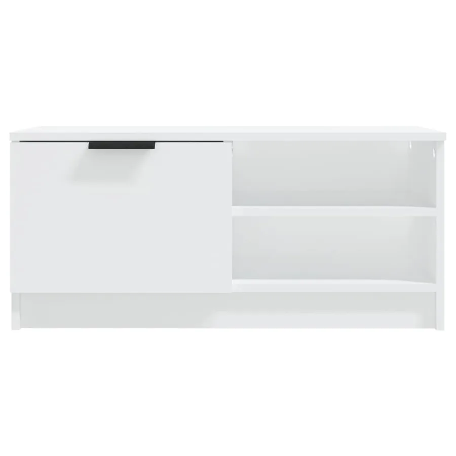 Meuble TV Blanc 80x35x36,5 cm Bois d'ingénierie - 4