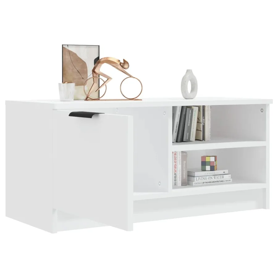 Meuble TV Blanc 80x35x36,5 cm Bois d'ingénierie - 7