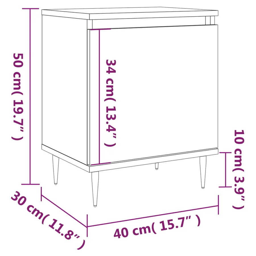 Tables de chevet 2 pcs gris béton 40x30x50 cm bois d'ingénierie - 12