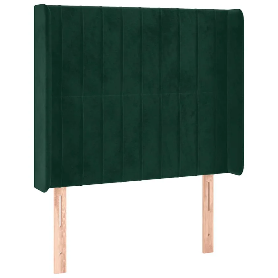 Tête de lit avec oreilles Vert foncé 103x16x118/128 cm Velours - 2