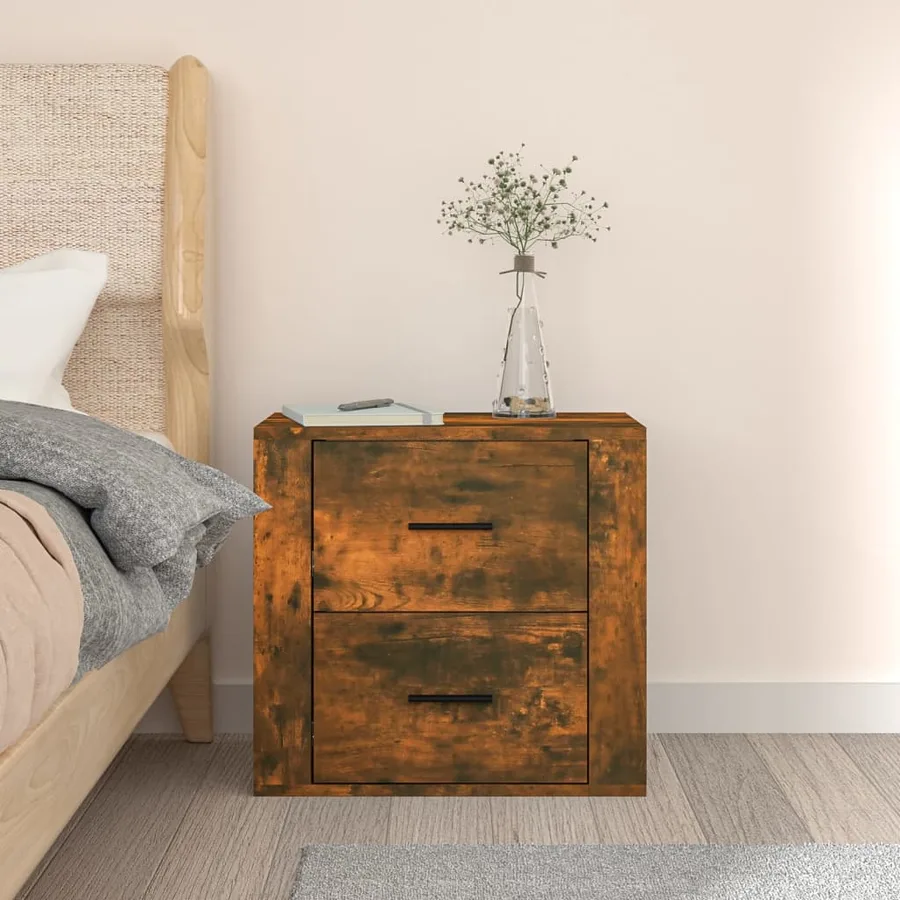 Table de chevet murale Chêne fumé 50x36x47 cm - 3