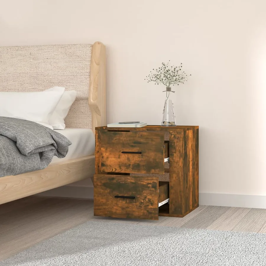 Table de chevet murale Chêne fumé 50x36x47 cm - 4