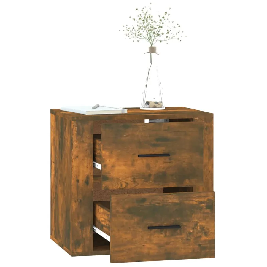 Table de chevet murale Chêne fumé 50x36x47 cm - 5