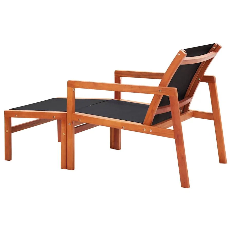 Chaise de jardin et repose-pied Eucalyptus solide et textilène - 4