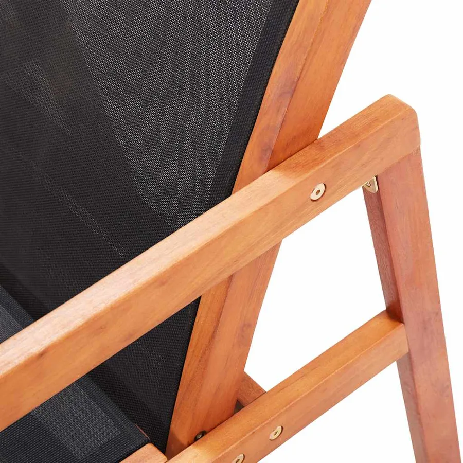 Chaise de jardin et repose-pied Eucalyptus solide et textilène - 6