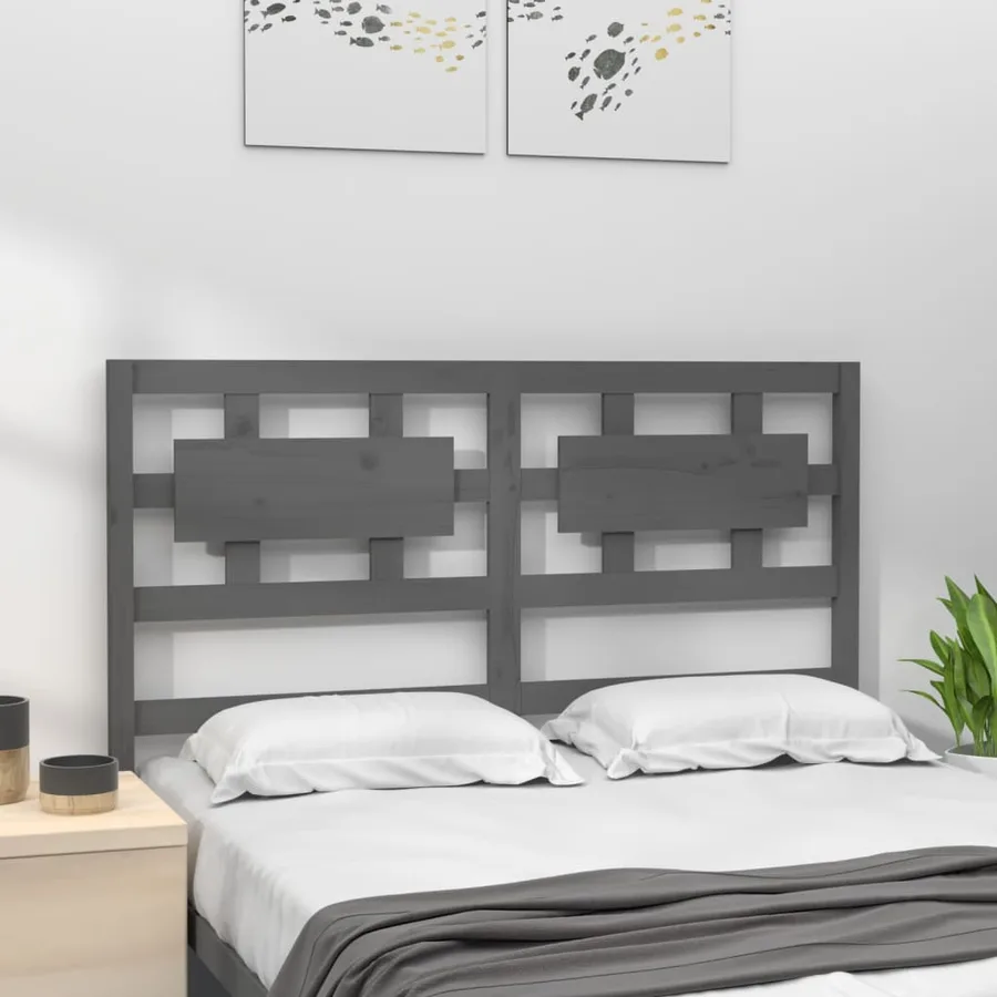Tête de lit Gris 125,5x4x100 cm Bois massif de pin - 3