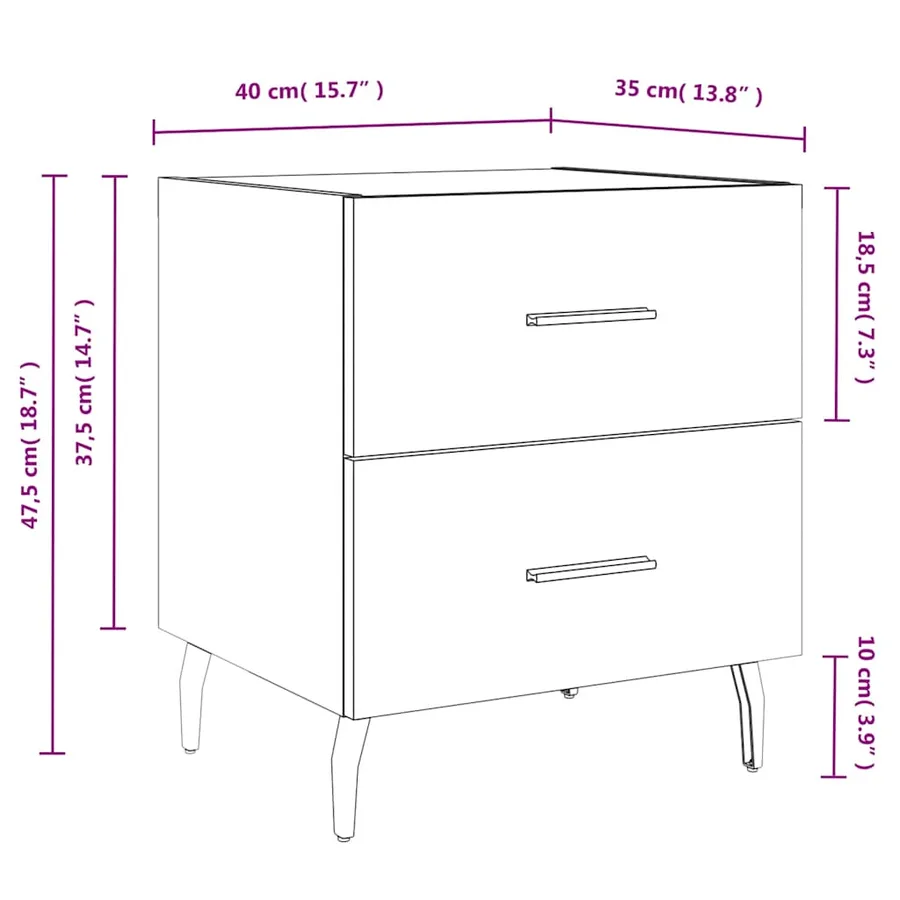 Tables de chevet 2pcs gris béton 40x35x47,5cm bois d’ingénierie - 13
