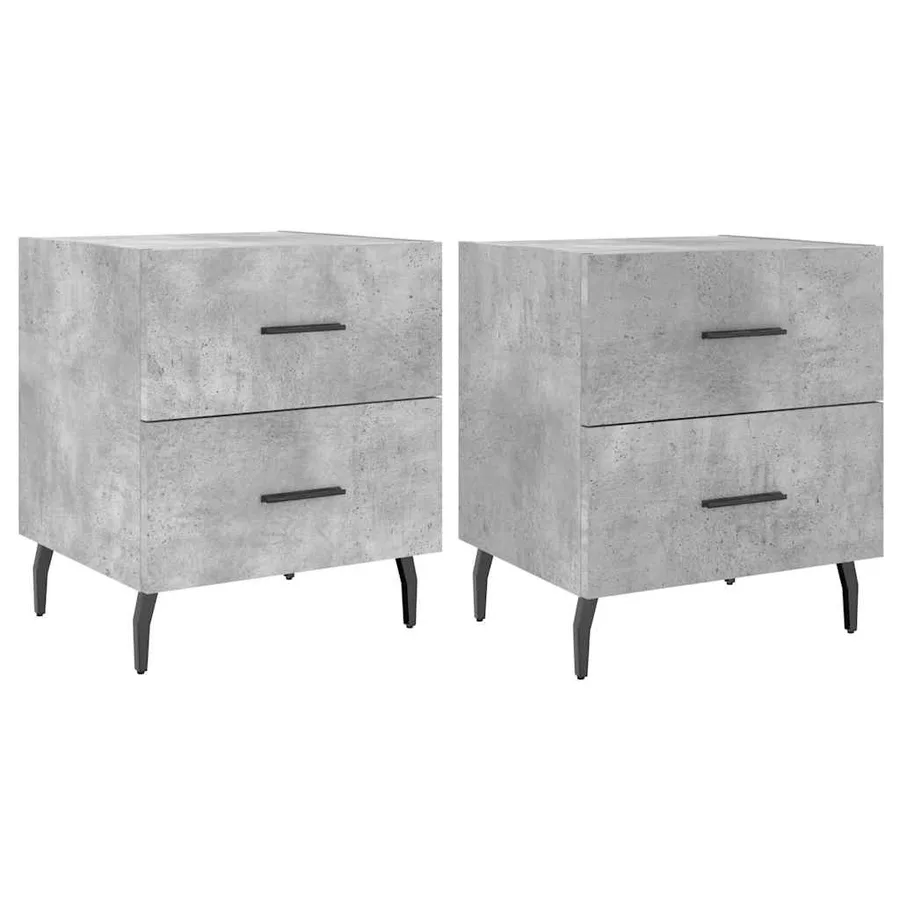 Tables de chevet 2pcs gris béton 40x35x47,5cm bois d’ingénierie - 2