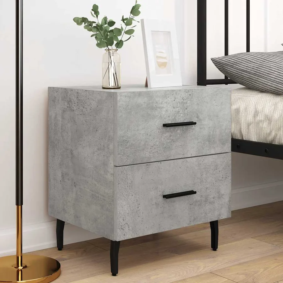 Tables de chevet 2pcs gris béton 40x35x47,5cm bois d’ingénierie - 3
