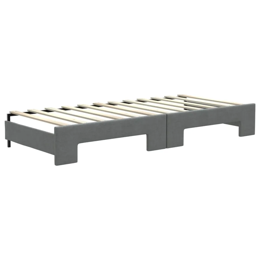 Lit de jour avec gigogne sans matelas gris foncé 80x200 cm - 8