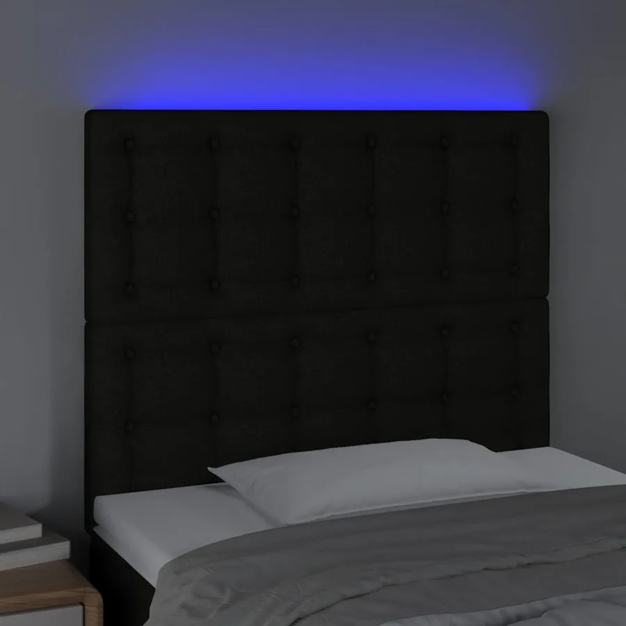 Tête de lit à LED Noir 100x5x118/128 cm Tissu - 3