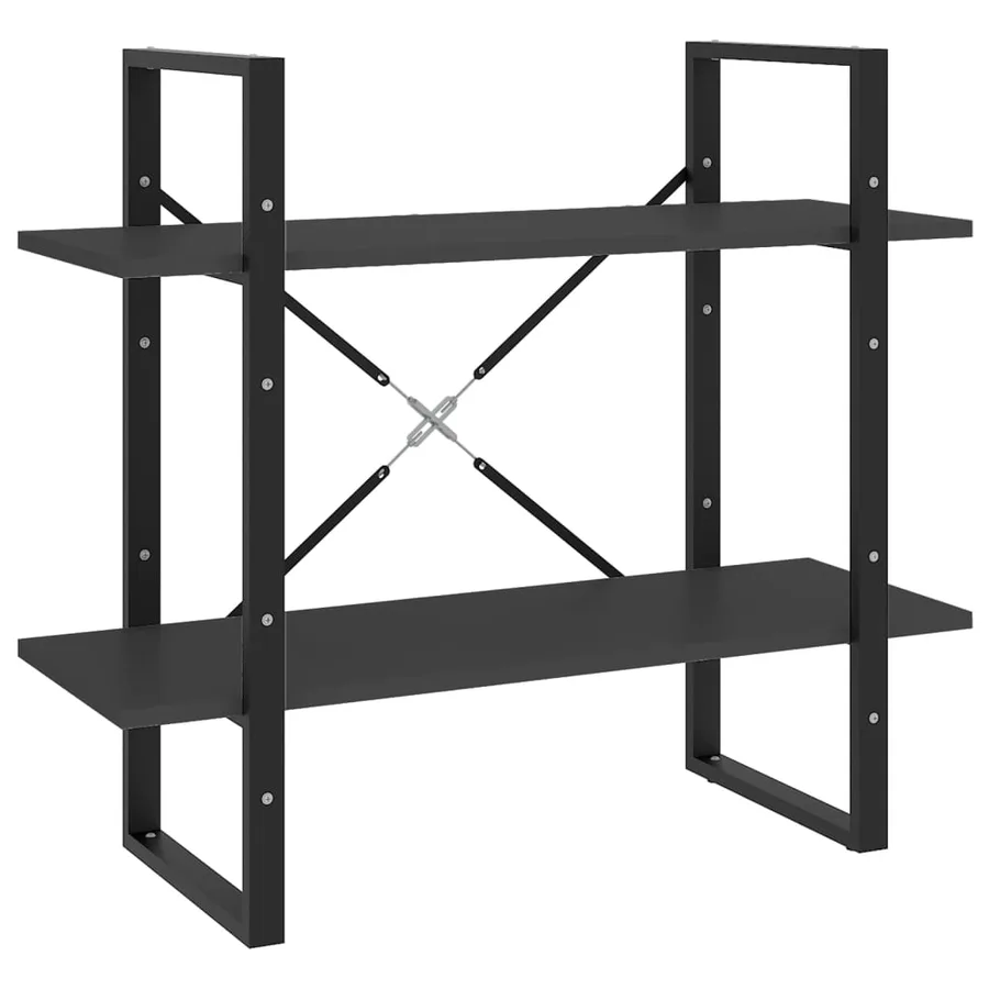 Bibliothèque à 2 niveaux Gris 80x30x70 cm bois d'ingénierie - 2