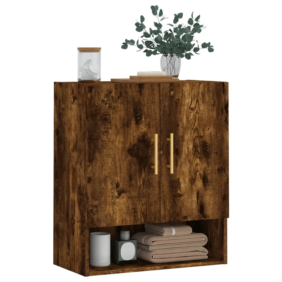 Armoire murale chêne fumé 60x31x70 cm bois d'ingénierie - 3