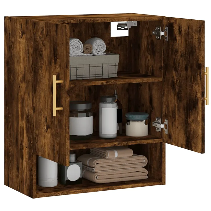 Armoire murale chêne fumé 60x31x70 cm bois d'ingénierie - 4
