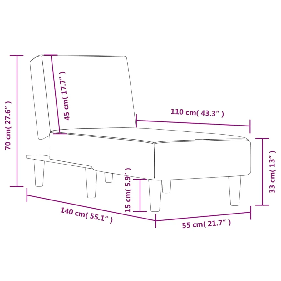 Chaise longue gris foncé tissu - 9