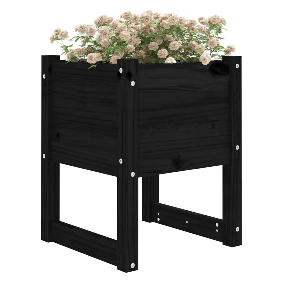 Jardinières 2 pcs Noir 40x40x52,5 cm Bois massif de pin - 3