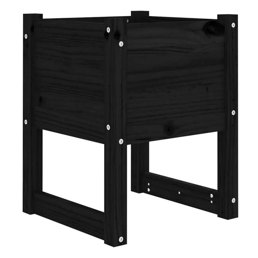Jardinières 2 pcs Noir 40x40x52,5 cm Bois massif de pin - 4