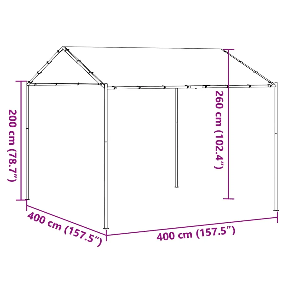 Tente à auvent beige 4x4 m acier et tissu - 9