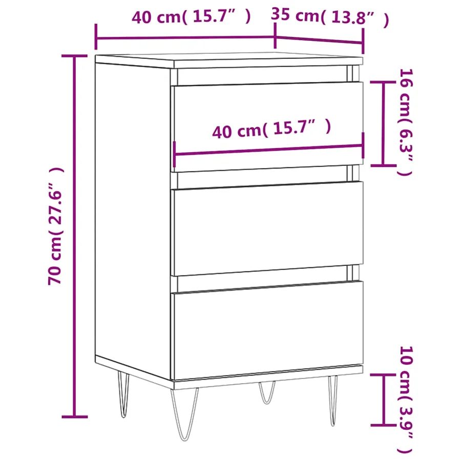 Buffet blanc 40x35x70 cm bois d’ingénierie - 11
