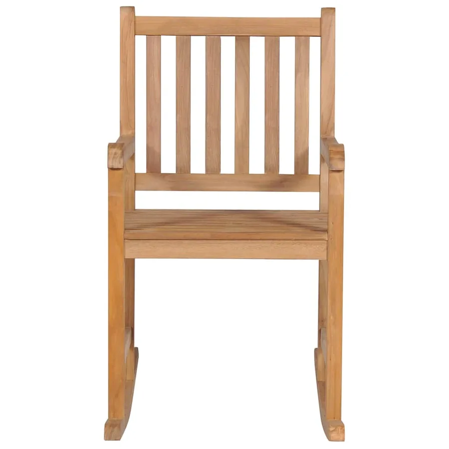 Chaise à bascule avec coussin taupe Bois de teck solide - 3