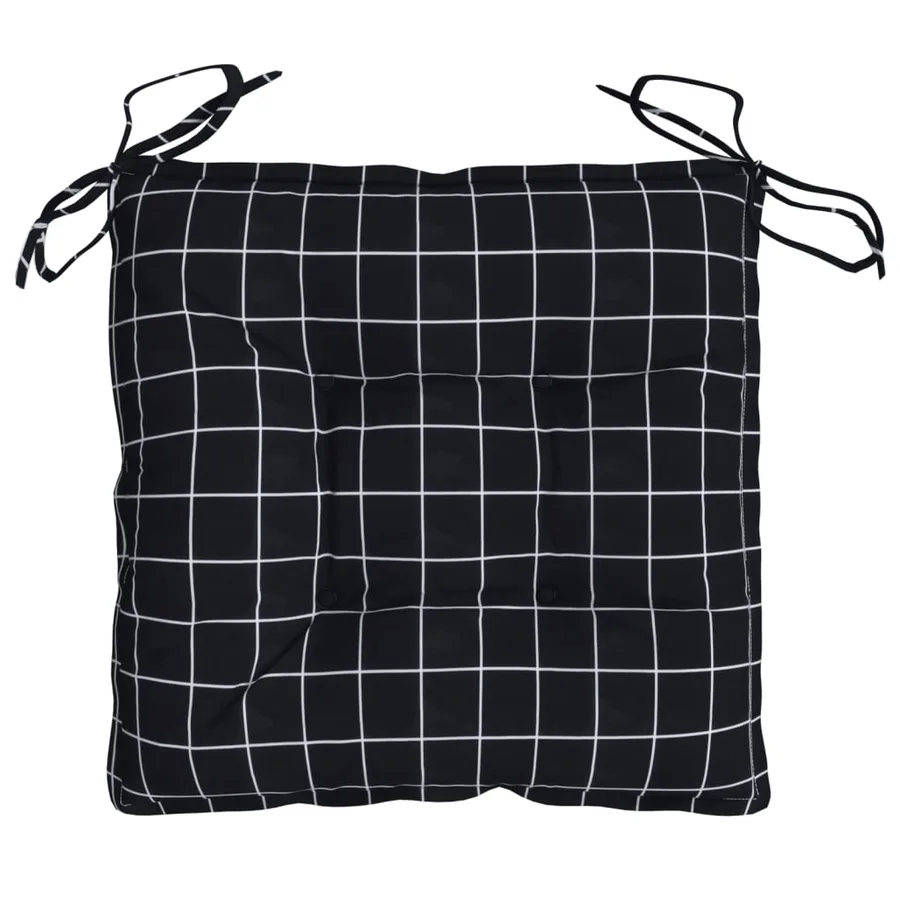 Coussins de chaise lot de 2 carreaux noir 50x50x7 cm - 6