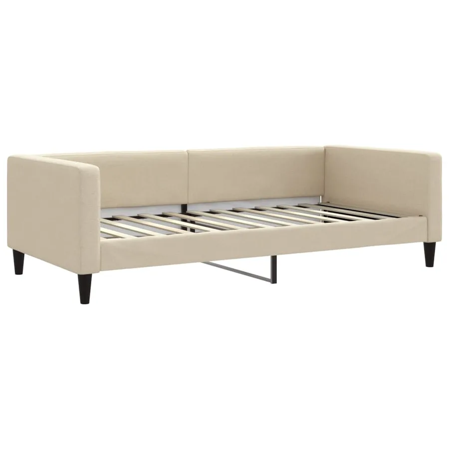 Lit de jour avec matelas crème 100x200 cm tissu - 3