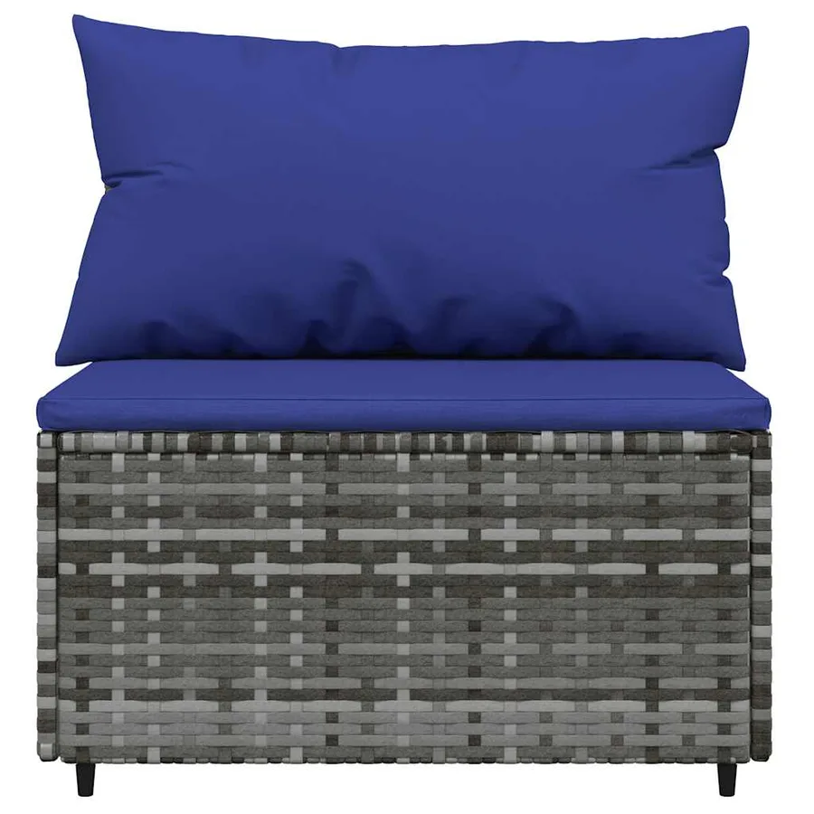 Salon de jardin 3 pcs avec coussins Gris Résine tressée - 6