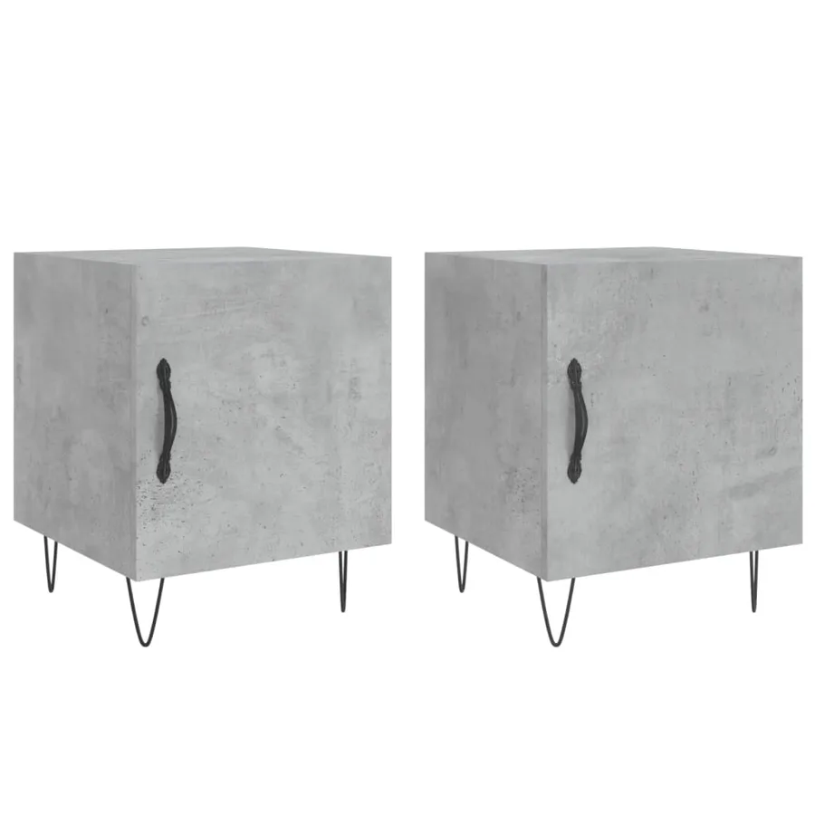 Tables de chevet 2 pcs gris béton 40x40x50 cm bois d’ingénierie - 2