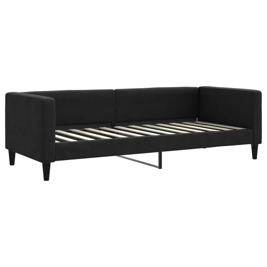 Lit de jour avec matelas noir 80x200 cm tissu - 3
