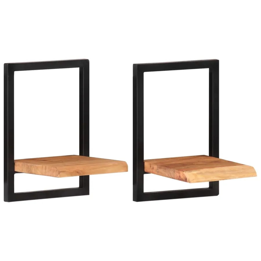 Étagères murales 2 pcs 25x25x35 cm Bois d'acacia et acier - 10