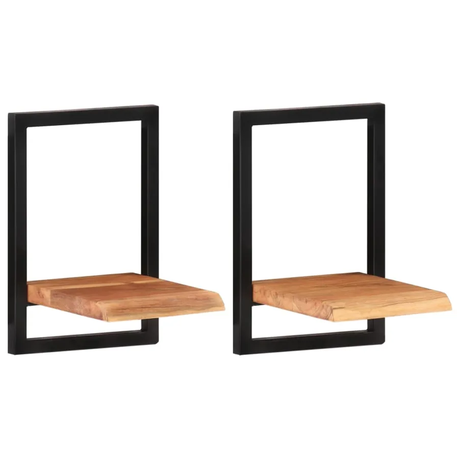 Étagères murales 2 pcs 25x25x35 cm Bois d'acacia et acier - 11