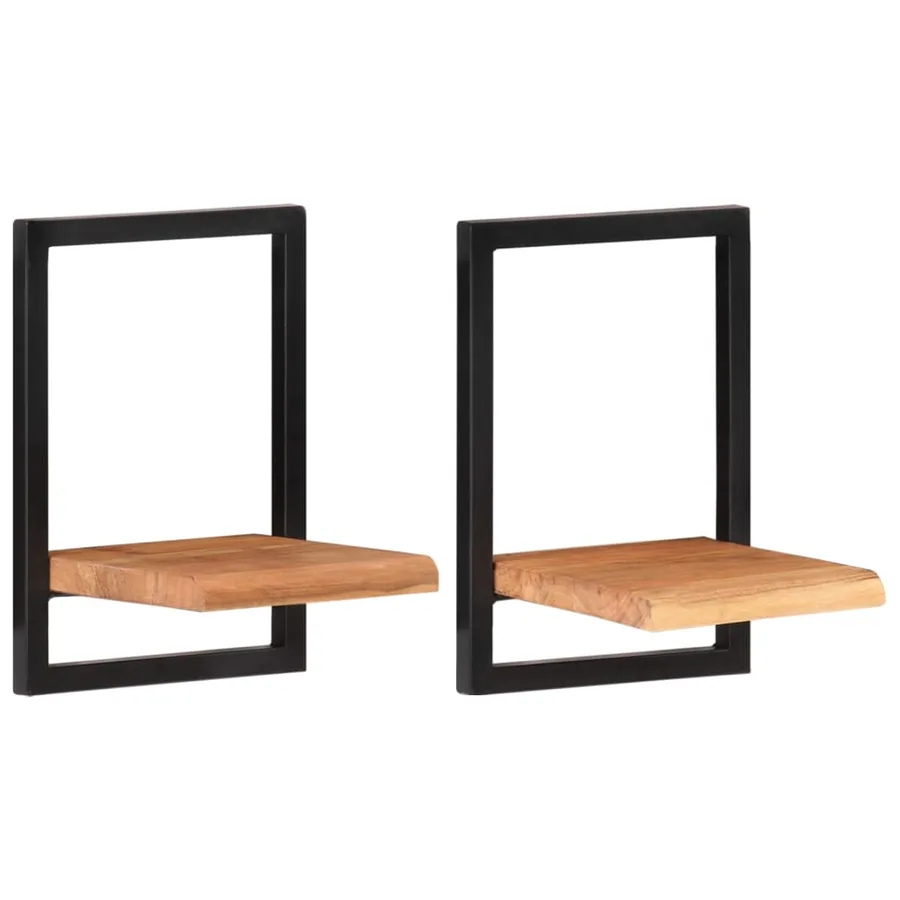 Étagères murales 2 pcs 25x25x35 cm Bois d'acacia et acier - 12