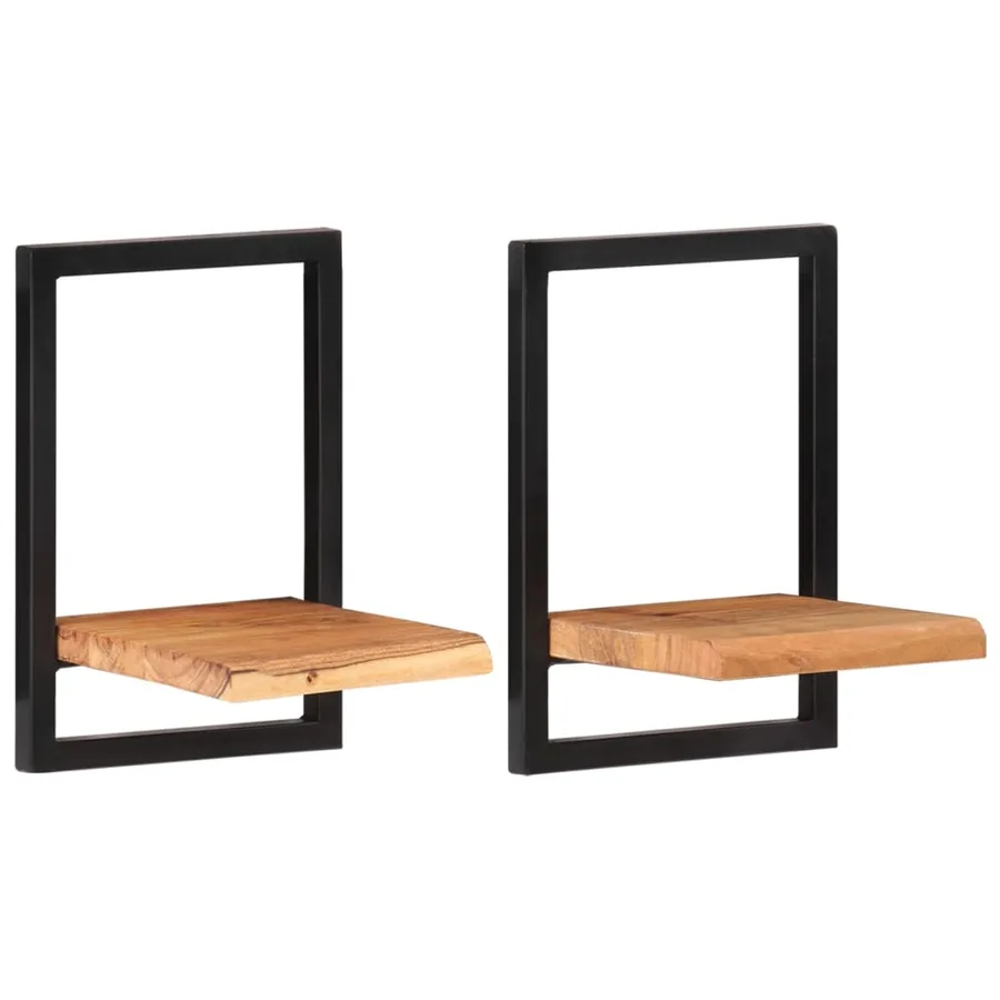 Étagères murales 2 pcs 25x25x35 cm Bois d'acacia et acier - 2