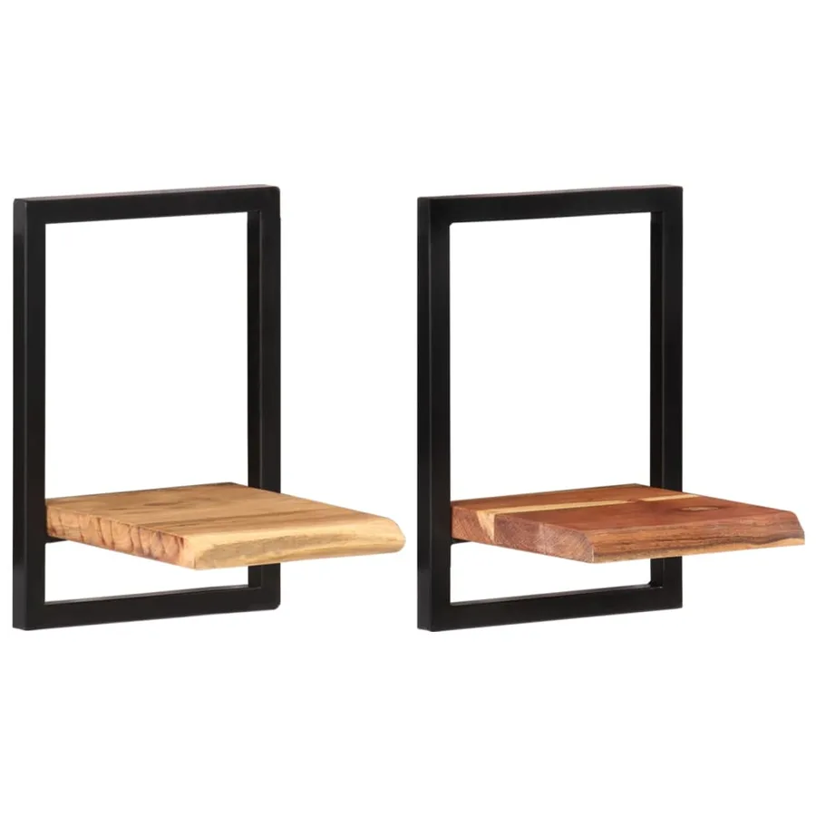 Étagères murales 2 pcs 25x25x35 cm Bois d'acacia et acier - 9