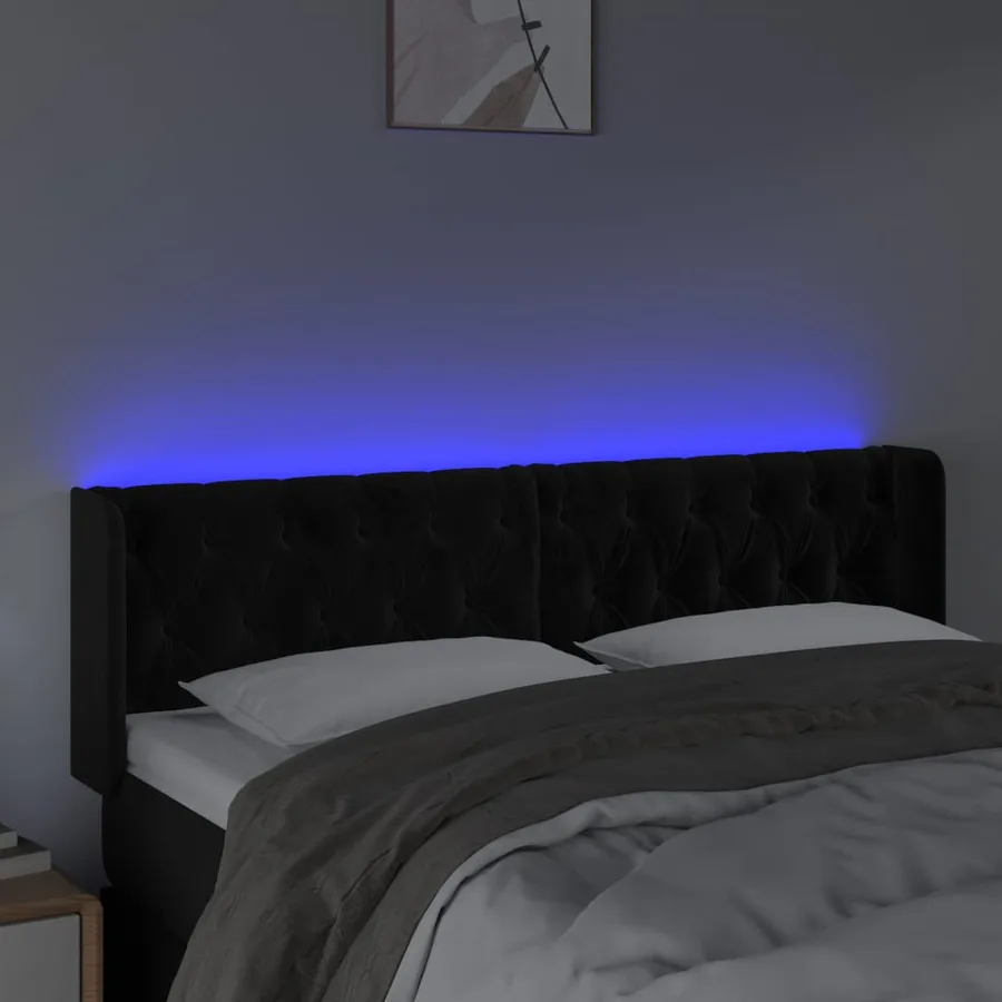 Tête de lit à LED Noir 147x16x78/88 cm Velours - 4