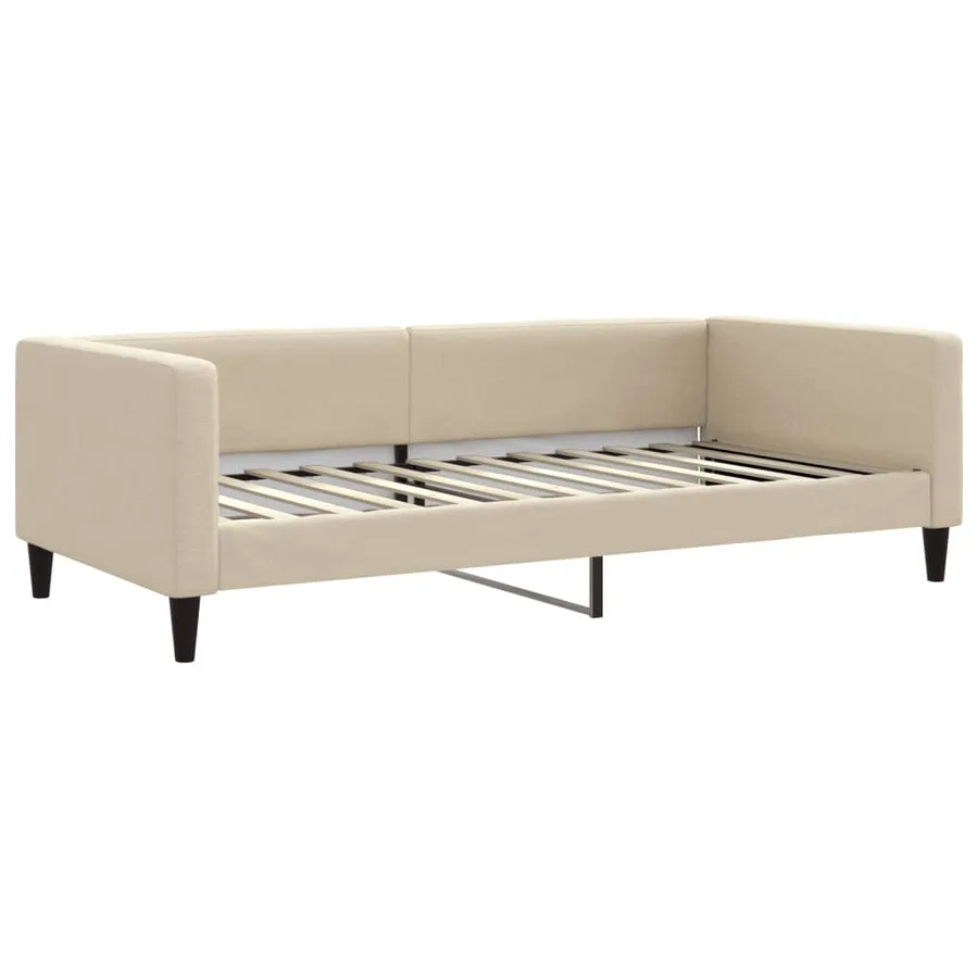 Lit de jour avec gigogne et matelas crème 100x200 cm tissu - 4