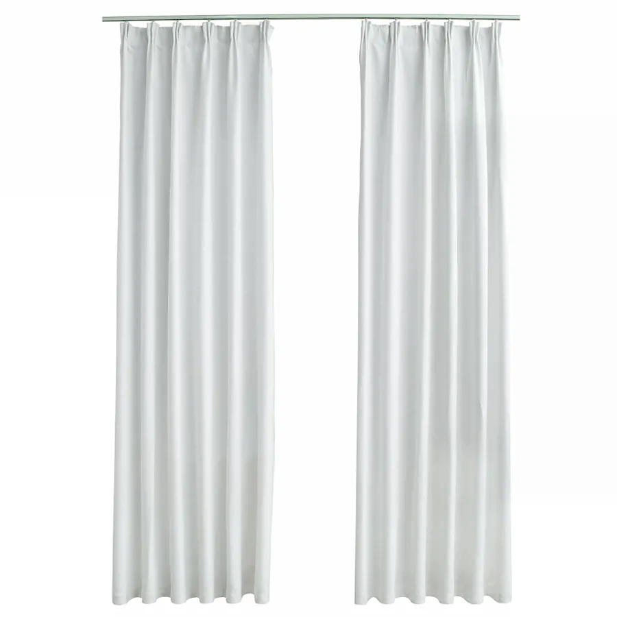 Rideaux occultants avec crochets 2 pcs Blanc cassé 140x245 cm - 2