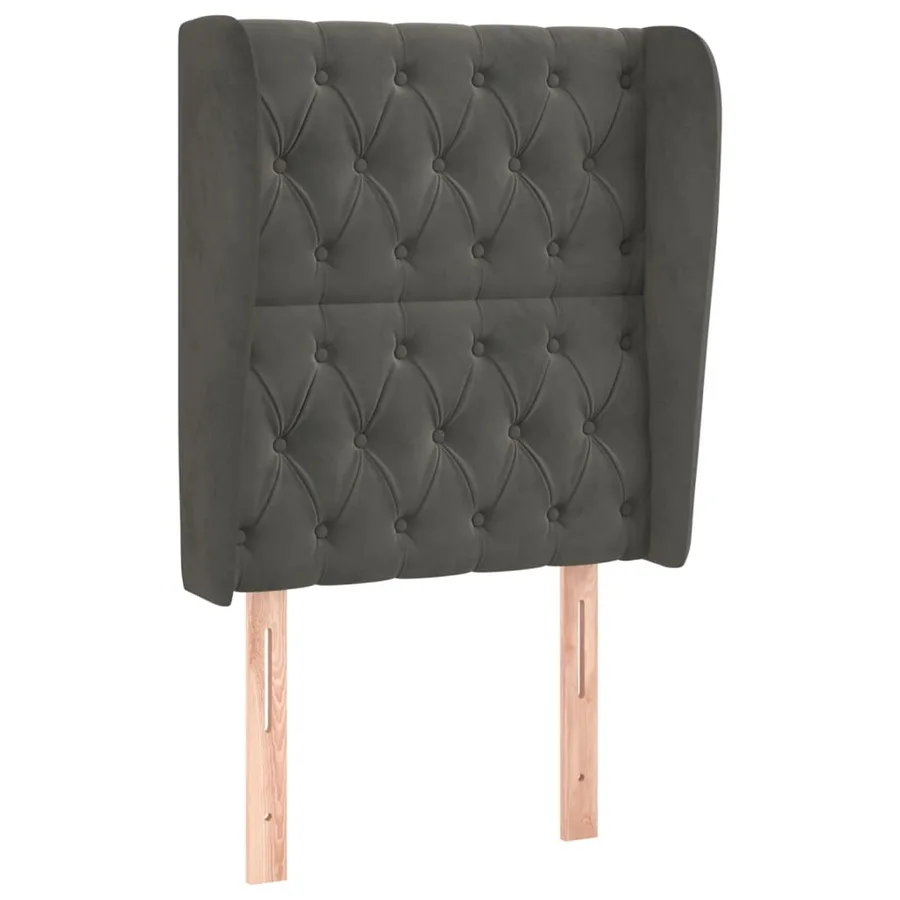 Tête de lit avec oreilles Gris foncé 83x23x118/128 cm Velours - 2
