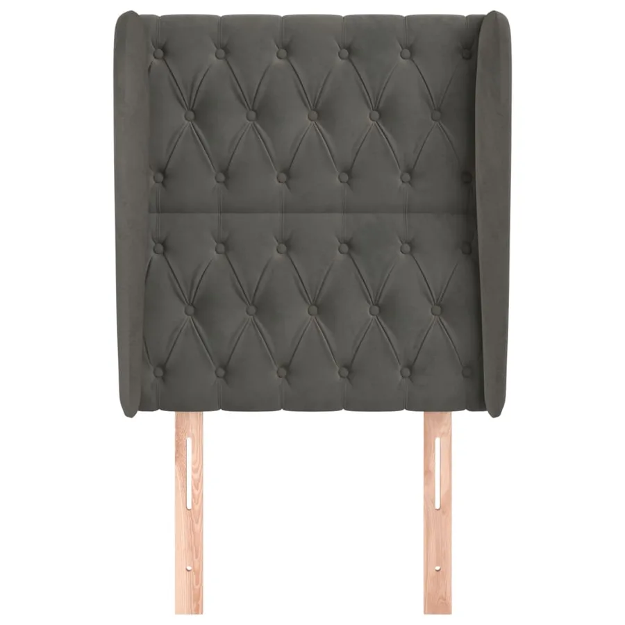 Tête de lit avec oreilles Gris foncé 83x23x118/128 cm Velours - 3
